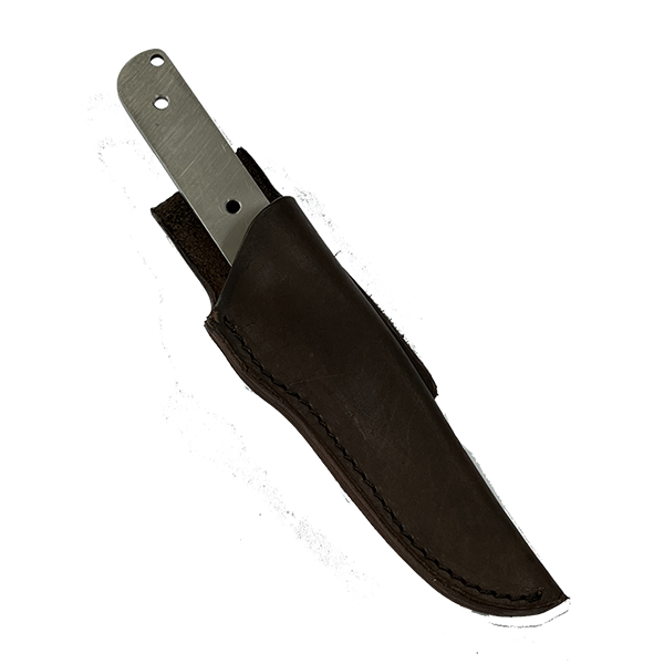 Custom Leather Knife Sheath Leather - SHWW4 - 1 5/8" opening and a 6 1/8"" length with Belt loop. Fits San Mai Damascus Tanto Knife Kit