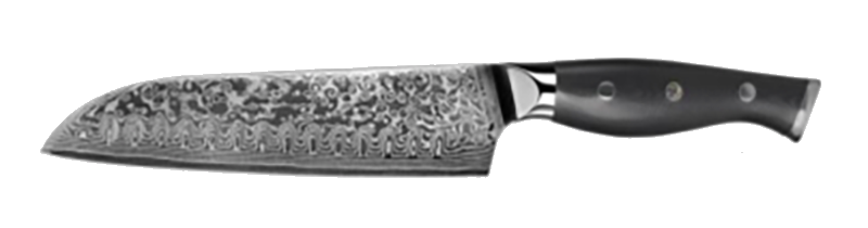 * VG10 Raindrop Pattern - Santoku Chef Knife Blank - 12.5" OAL - 8" Cut - VG10 Damascus