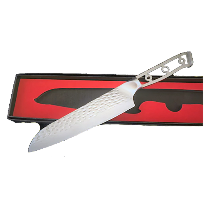 * VG10 Hammered Pattern - Santoku  Chef Knife Blank - 12" OAL - 7" Cut - VG10 Damascus