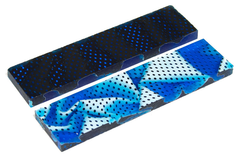 Knife Scales - Blue Topaz Water Mesh Knife Scales - 0.35 x 1.5 x 5 - 2 pieces