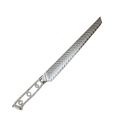 * VG10 Feather Pattern - Sujihiki Knife Blank - 15.25" OAL 10.5" Cut
