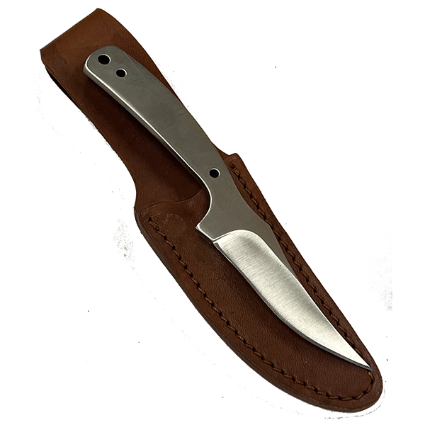 Custom Leather Knife Sheath Leather - SHWW45 - 1.25" opening and a 4.5" length with Belt loop. Fits Woodsman Skinner