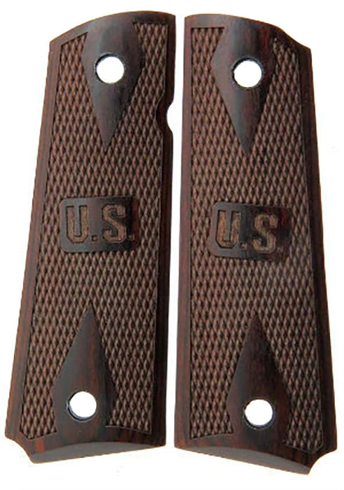 1911 Full Size Double Diamond Checkered Rosewood Grips w/ US embossed