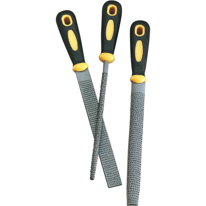 Wood Rasp Set 3 pc with Rubber Handles 12" Length