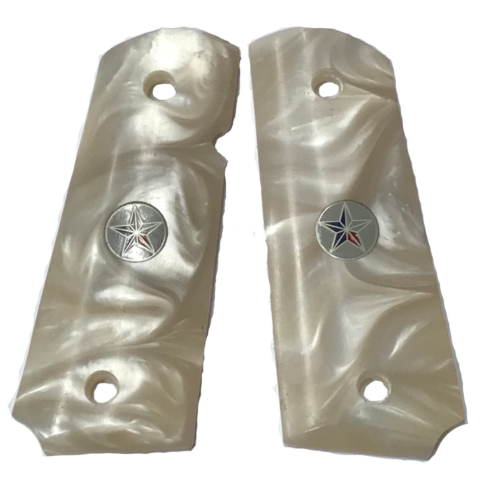 1911 Full Size Acrylic Faux Pearl Grips w/Texas Star Medallions