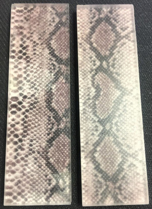 Knife Scales - Acrylic & Real Python Snake Skin Scales (pair)  5" long x 1 1/2" wide x 1/4" thick