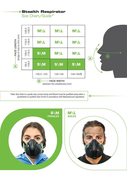 Stealth P3 Half Mask C/w Twin Hepac Filters - Respirator - Medium / Large