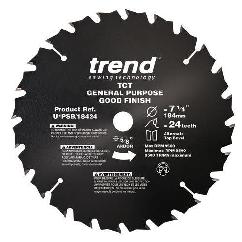 Trend PRO SAW BLADE 7 1/4 X 24T X 5/8THIN Non Stick PTFE Coated